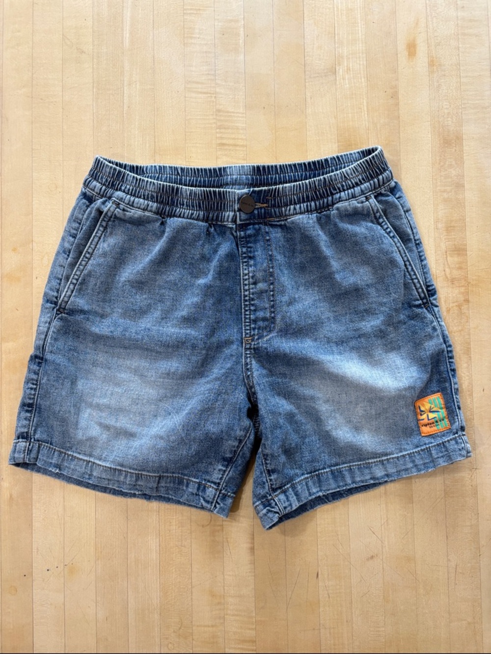 Ripton Men's XS Light Denim Elastic-Waist Shorts Blue Bike